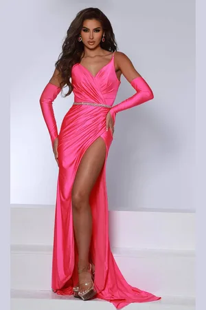 Johnathan Kayne 2853 - Ruched V-Neck Evening Dress