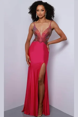 Johnathan Kayne 2869 - V-Neck Ombre Beaded Evening Dress