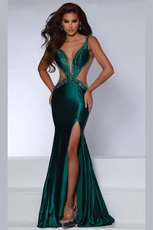 Johnathan Kayne 2857 - Illusion Cutout Plunging Evening Dress