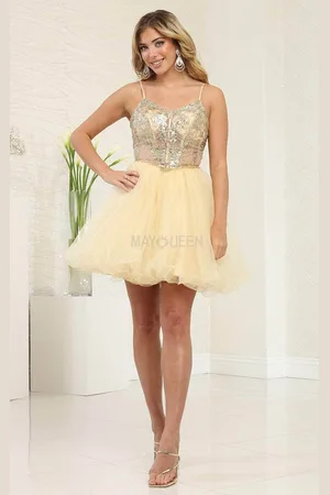 May Queen MQ2082 - Glitter Corset Homecoming Dress