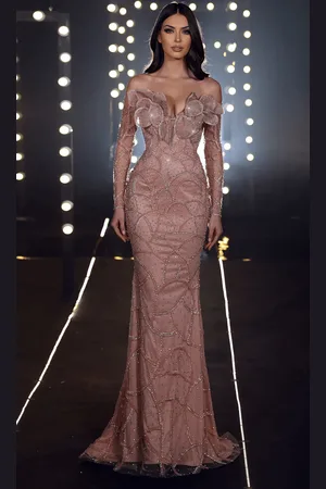 Chic And Holland HF110086 - Petal Ornate Evening Gown