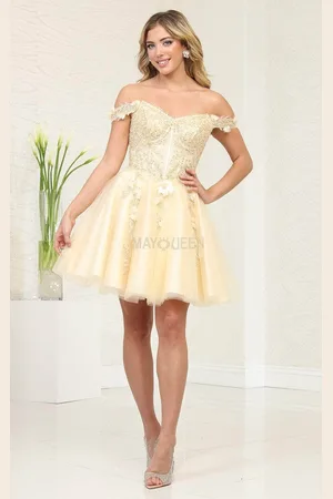 May Queen MQ2081 - Off Shoulder Homecoming Dress