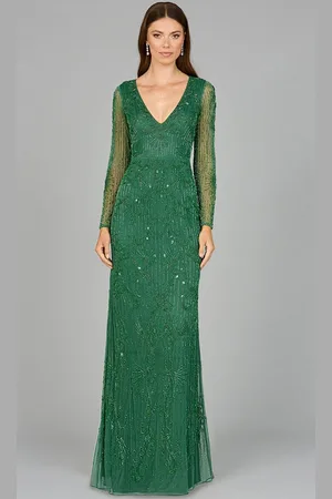 Lara Dresses 29078 - Sheer Sleeve Beaded Evening Dress