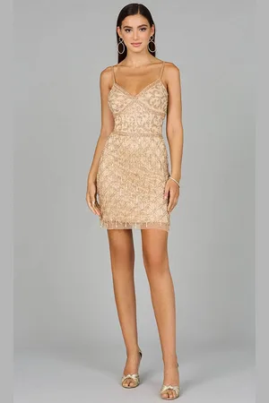 Lara Dresses 29068 - Fringe Embellished Sleeveless Cocktail Dress
