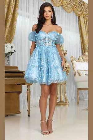 May Queen MQ2040 - Puff Sleeve Off Shoulder Short Dress