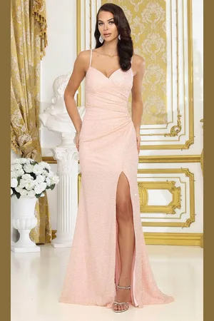 May Queen MQ2035 - Ruched Sequin Evening Dress