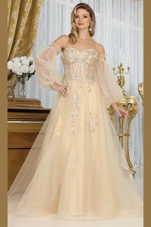 May Queen RQ8073 - Sweetheart Illusion Corset Prom Gown