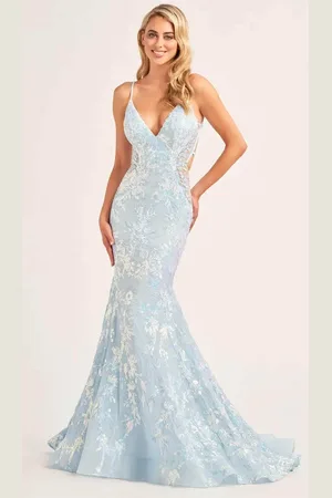 Ellie Wilde EW35011 - V-Neck Sequin Evening Dress