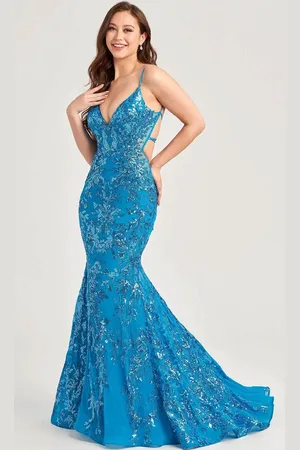 Ellie Wilde EW35011 - V-Neck Sequin Evening Dress