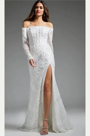 JOVANI JB23106 - Long Sleeve Off Shoulder Bridal Gown