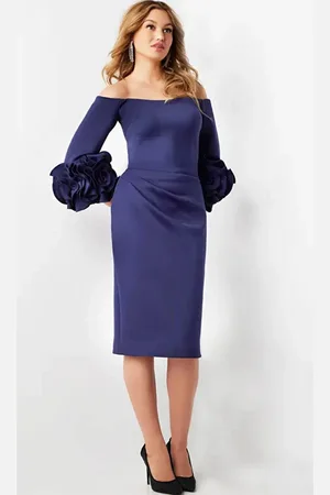 JOVANI 23717 - Off-Shoulder Quarter Sleeve Formal Dress