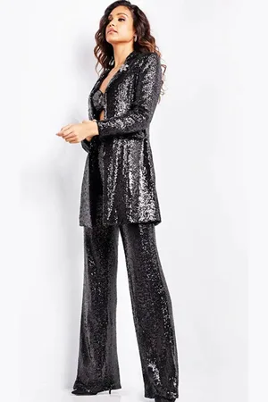 JOVANI 25749 - Blazer Open Front Three Piece Set Pantsuit