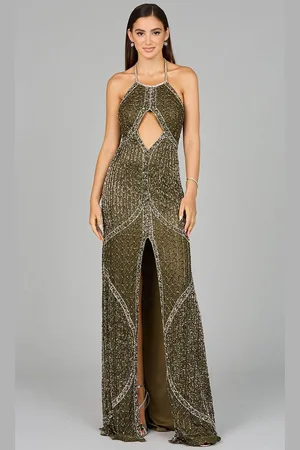 Lara Dresses 9945 - Sparkly Beaded Halter Prom Gown