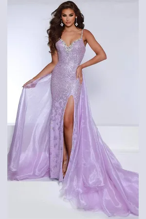 Johnathan Kayne DKS2 - Beaded Overskirt Evening Gown