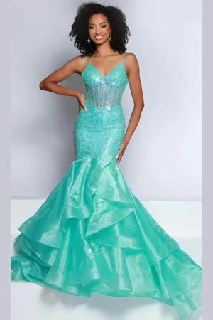 Johnathan Kayne DKS3 - Tiered Flare Evening Gown