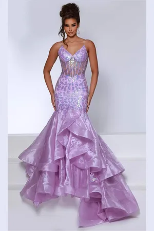 Johnathan Kayne DKS3 - Tiered Flare Evening Gown