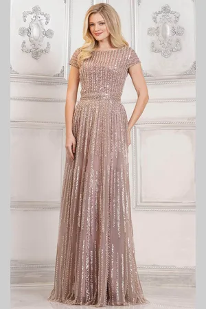 Rina Di Montella RD3101 - Bateau Fully Beaded Formal Gown