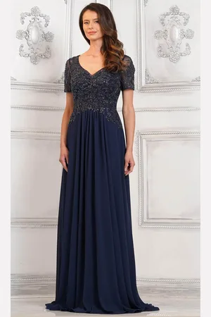 Rina Di Montella RD2940 - Beaded Appliqued V-Neck Formal Gown