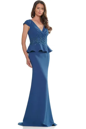 Rina Di Montella RD2971 - V-Neck Cap Sleeve Long Gown