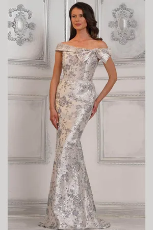 Rina Di Montella RD3106 - Off-Shoulder Bow Detailed Long Gown