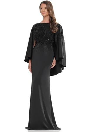 Rina Di Montella RD2989 - Cape Sleeve Bateau Formal Gown