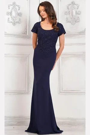 Rina Di Montella RD3112 - Short Sleeve Embroidered Evening Dress