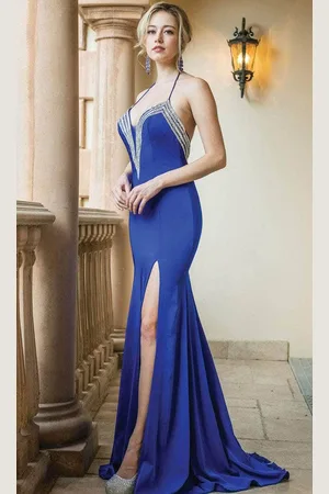Dancing Queen 4224 - Sleeveless Plunging V-neck Long Dress