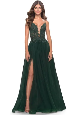 La Femme 31507 - Lace High Slit Prom Dress