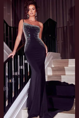 Portia and Scarlett PS23345 - Beaded Asymmetrical Prom Gown