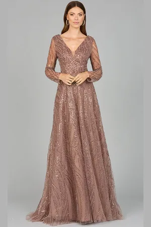 Lara Dresses 29052 - Beaded Lace Appliqued Evening Dress