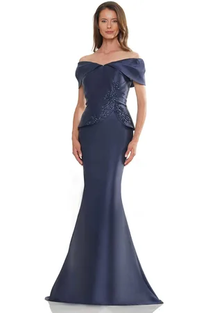 Rina Di Montella RD2941 - Applique Peplum Evening Gown