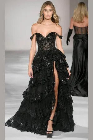 Sherri Hill 55500 - Sweetheart Tiered A-Line Prom Gown