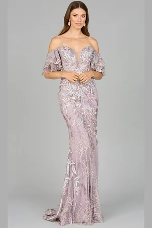 Lara Dresses 29000 - Off-Shoulder V-Neck Prom Dress