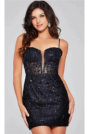 JOVANI 40498 - Embroidered Sheath Cocktail Dress