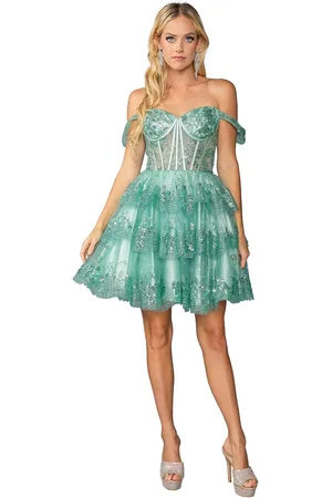Dancing Queen 3400 - Tiered Off Shoulder Cocktail Dress