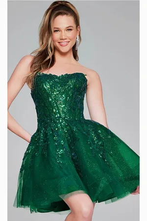 JOVANI 40385 - Strapless Embroidered Cocktail Dress