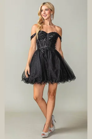 Dancing Queen 3383 - Off Shoulder Corset Cocktail Dress