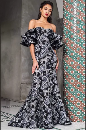 Tadashi Shoji Ruffled Off-Shoulder Mermaid Dress