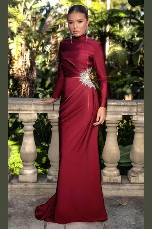 Portia and Scarlett PS24740 - Long Sleeve High Neck Prom Dress