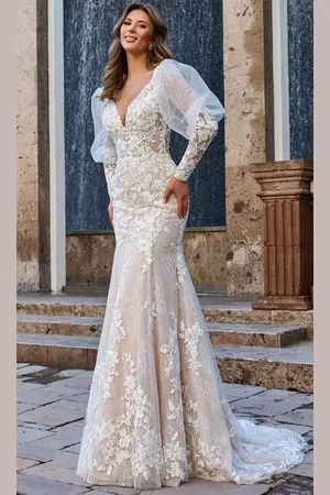 Rachel Allan Bridal RB3199 - Deep V-Neck Lace Bridal Gown