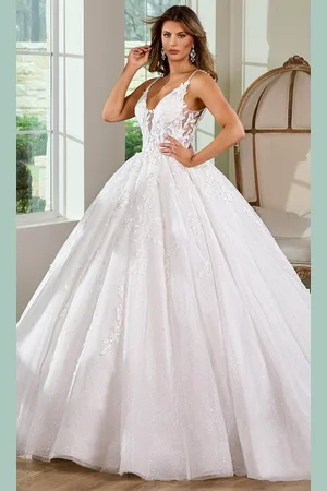 Rachel Allan Bridal RB6151 - Spaghetti Strap Appliqued Bridal Gown