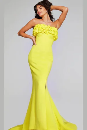 JOVANI 38922 - Ruffle Strapless Evening Gown