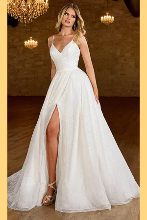 Rachel Allan Bridal RB3200 - Surplice V-Neck Glitter Bridal Gown