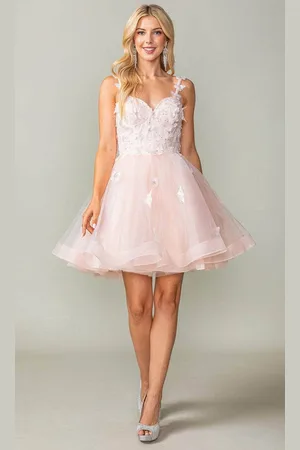 Dancing Queen 3369 - Embroidered Tulle Short Dress