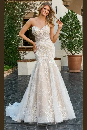 Rachel Allan Bridal RB4188 - Strapless Lace Appliqued Bridal Gown