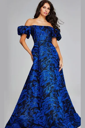 JOVANI 40315 - Off-Shoulder Puff Sleeve Prom Gown