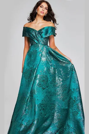 JOVANI 40296 - Off Shoulder Textured Evening Gown