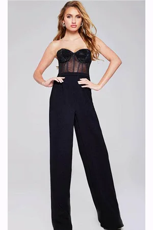 JOVANI 42466 - Beaded Corset Bodice Jumpsuit