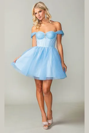 Dancing Queen 3394 - Off Shoulder Tulle Short Dress