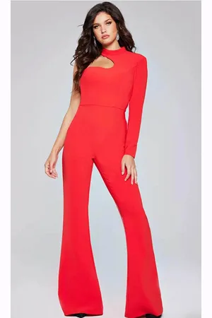 JOVANI 41052 - One-Shoulder High Neck Jumpsuit